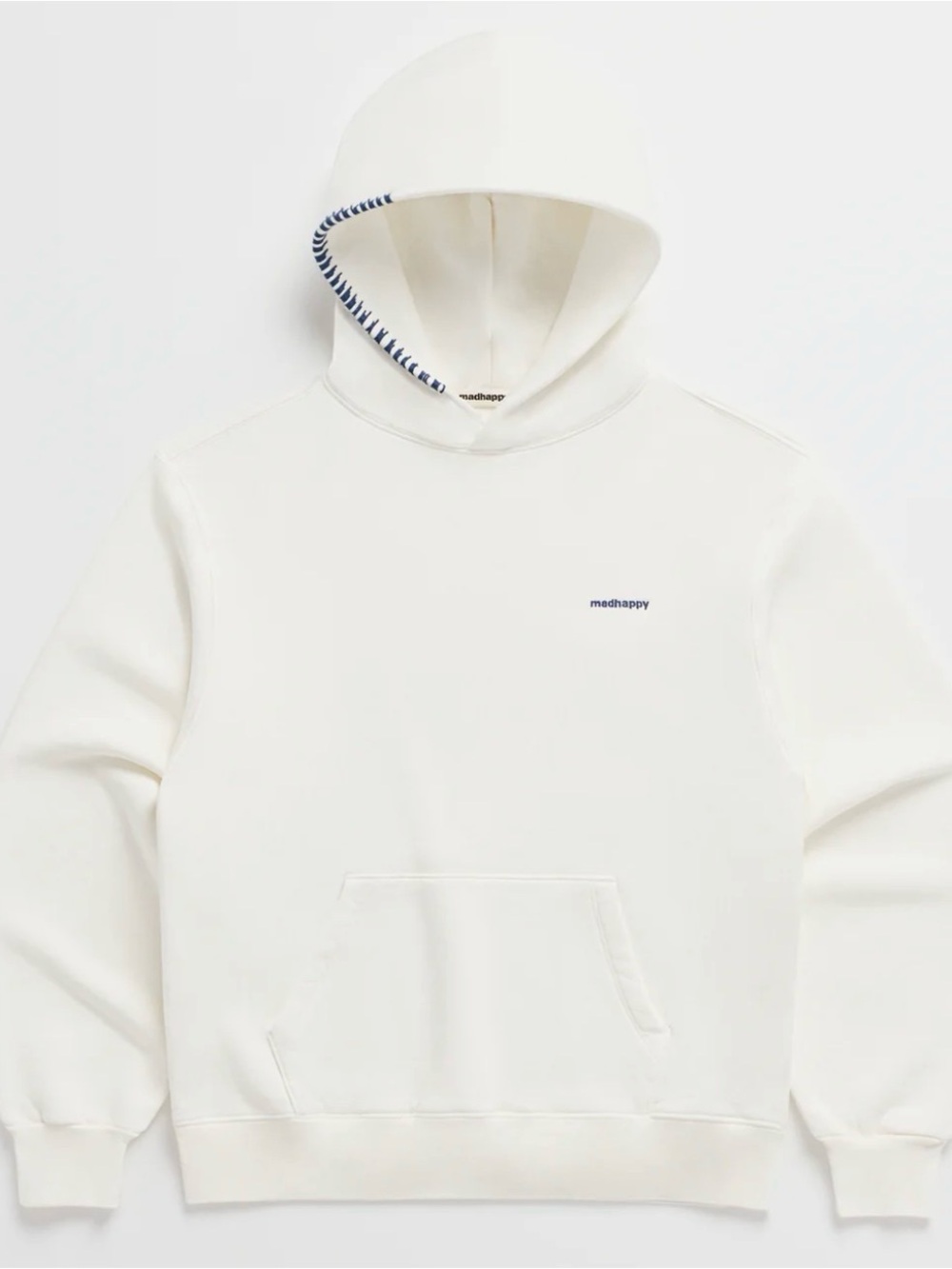 Madhappy Cream Pullover Hoodie with Navy Stitch Trim